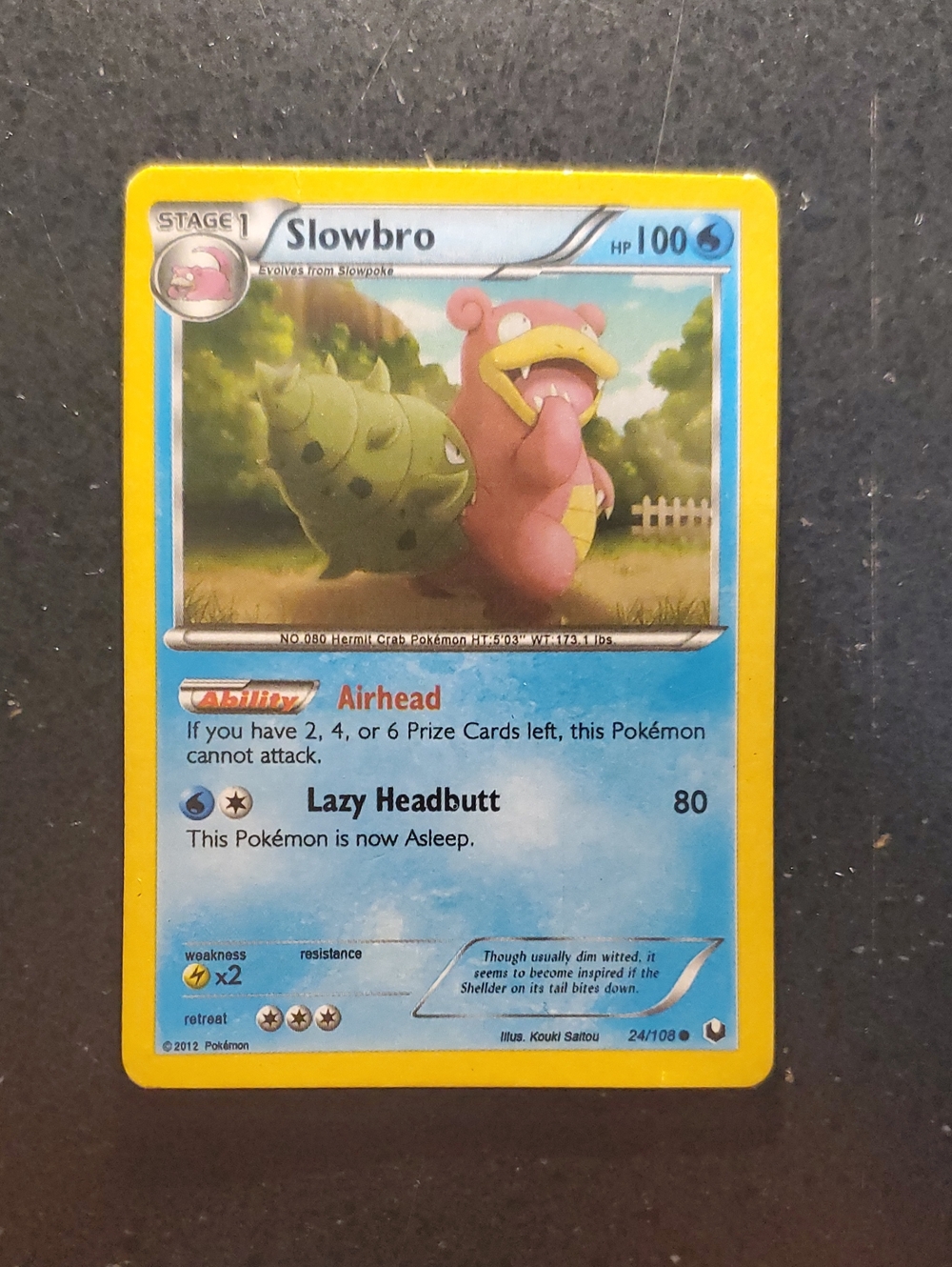 Pokemon Slowbro Card - Yellow Border, Blue Playmat Art